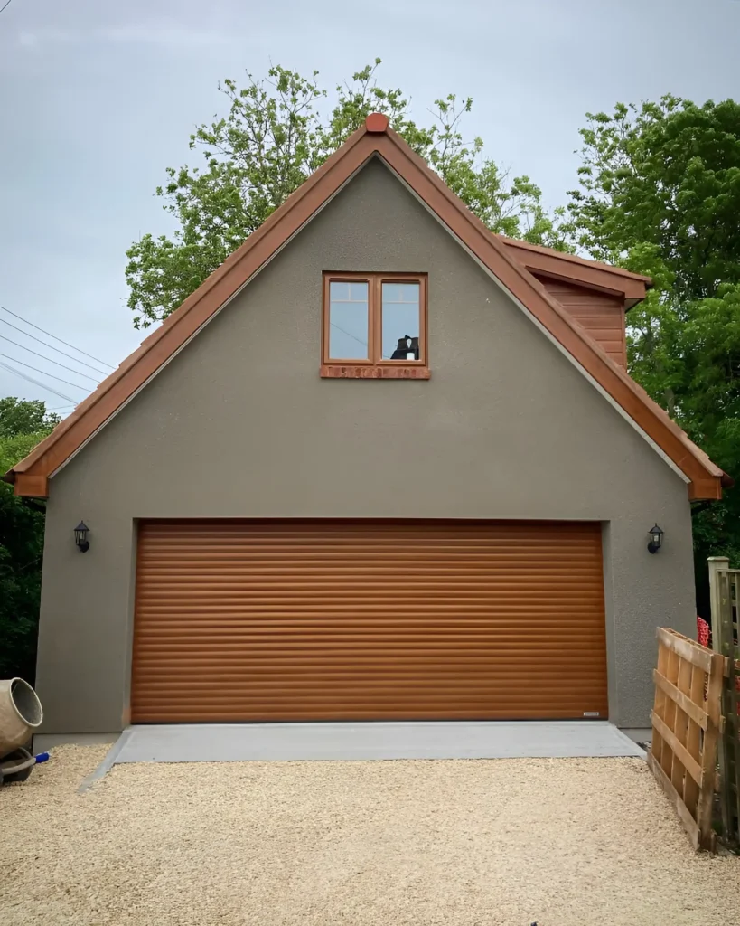 Sand and Cement rendering on house in the woods