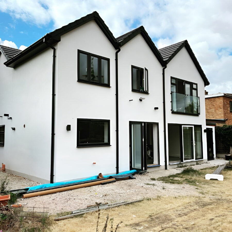 house with white silicone render